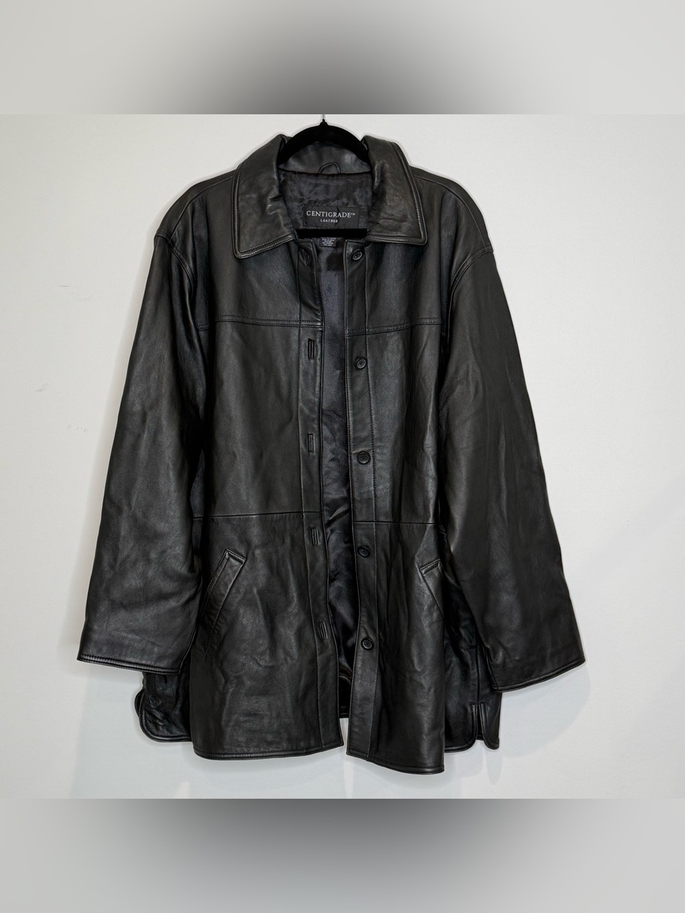 Centigrade black leather button down jacket size 3x